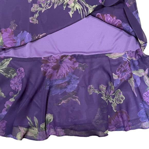 MSK Style 17101 Purple Floral Layered Dress Size 12 - Picture 11 of 14